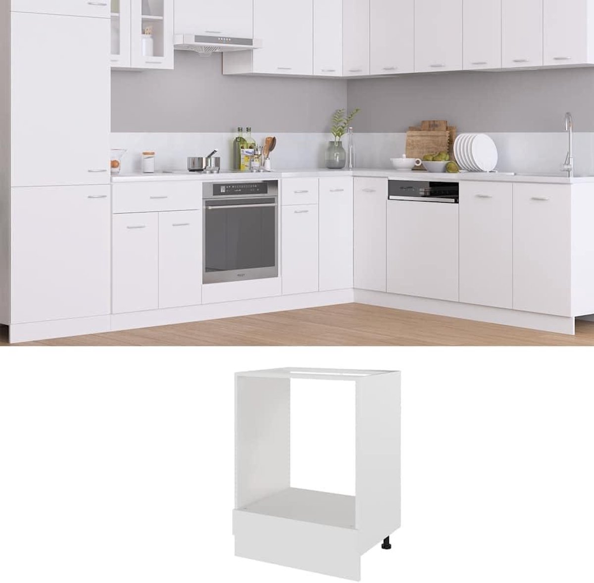 Fornuis ombouwkast - Keukenkast opbergkast - Keuken organiseren - Geïntegreerd ovenrek - 60 x 46 x 81.5 cm - Wit