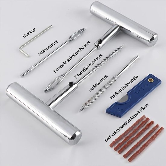 Bandenreparatieset - Lekke Banden - Noodreparatie Auto - Heavy Duty Tubeless - Met Opbergdoos - Type A — afbeelding 3