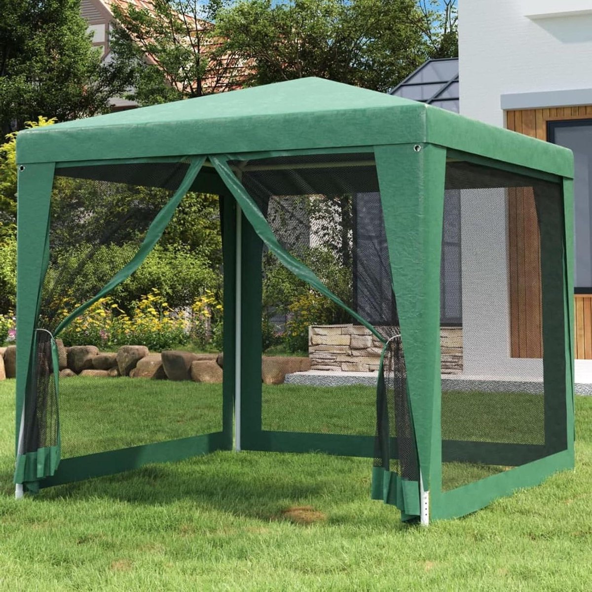 Partytent met wanden - Paviljoen Tuin - Feestelijke Bijeenkomst - Waterdicht HDPE dak - 2.5 x 2.5 m - Groen