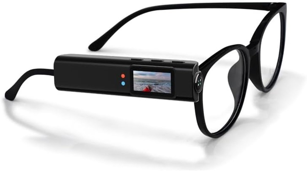 2.7K FPV-brilcamera, first-person view, 12MP-actiecamera, 110° groothoeklens, 0,96 inch kleurendisplay, intelligente ruisonderdrukking (zwart)