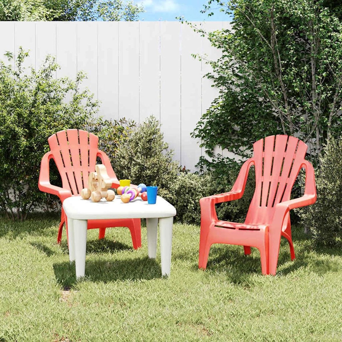 Kinder Tuinstoelen - Kinderstoeltjes Buiten - Buiten Spelen - Stabiel Polypropyleen - 37 x 34 x 44 cm - Rood