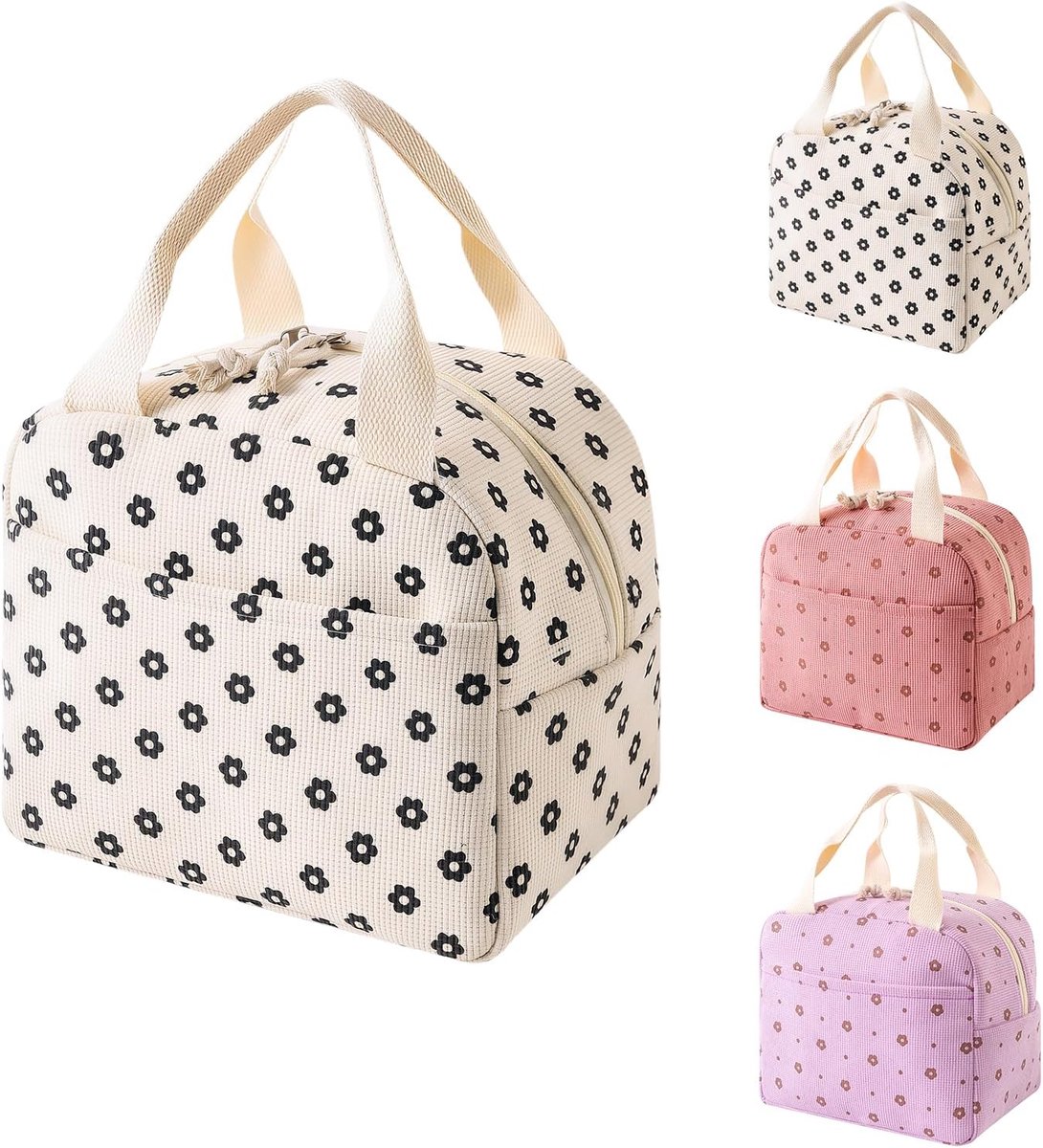 Geïsoleerde lunchtas voor dames van 10 liter, geschikt voor volwassenen en kinderen, gemaakt van corduroy, schattig en stijlvol, geschikt voor werk, school, picknicks en andere gelegenheden