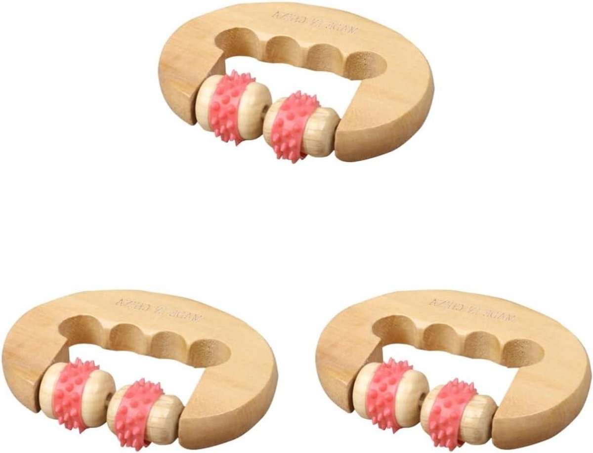Massage Roller Set - Houten Massager - Spierontspanning Thuis - Bevordert Bloedcirculatie - 3 Stuks - Natuurlijk Hout