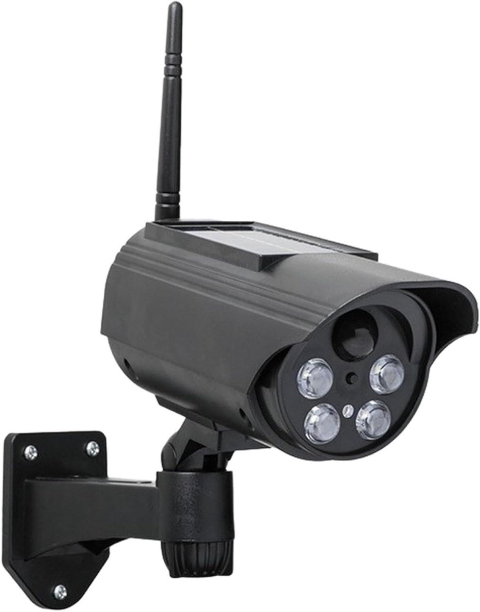 Dummy Beveiligingscamera - Nep Camera - Buitenterrein Beveiligen - Zonne-energie Werking - 16 x 7 x 15 cm - Zwart