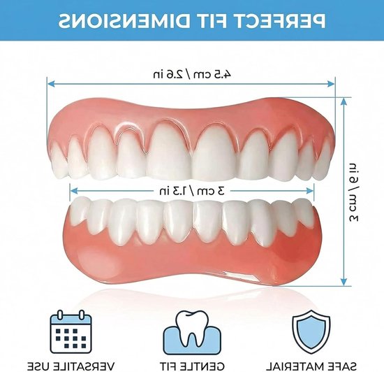 Tandprothesen set van 2 paar voor boven en onder, universele interdentale protheses voor optimale ondersteuning en comfort — afbeelding 4