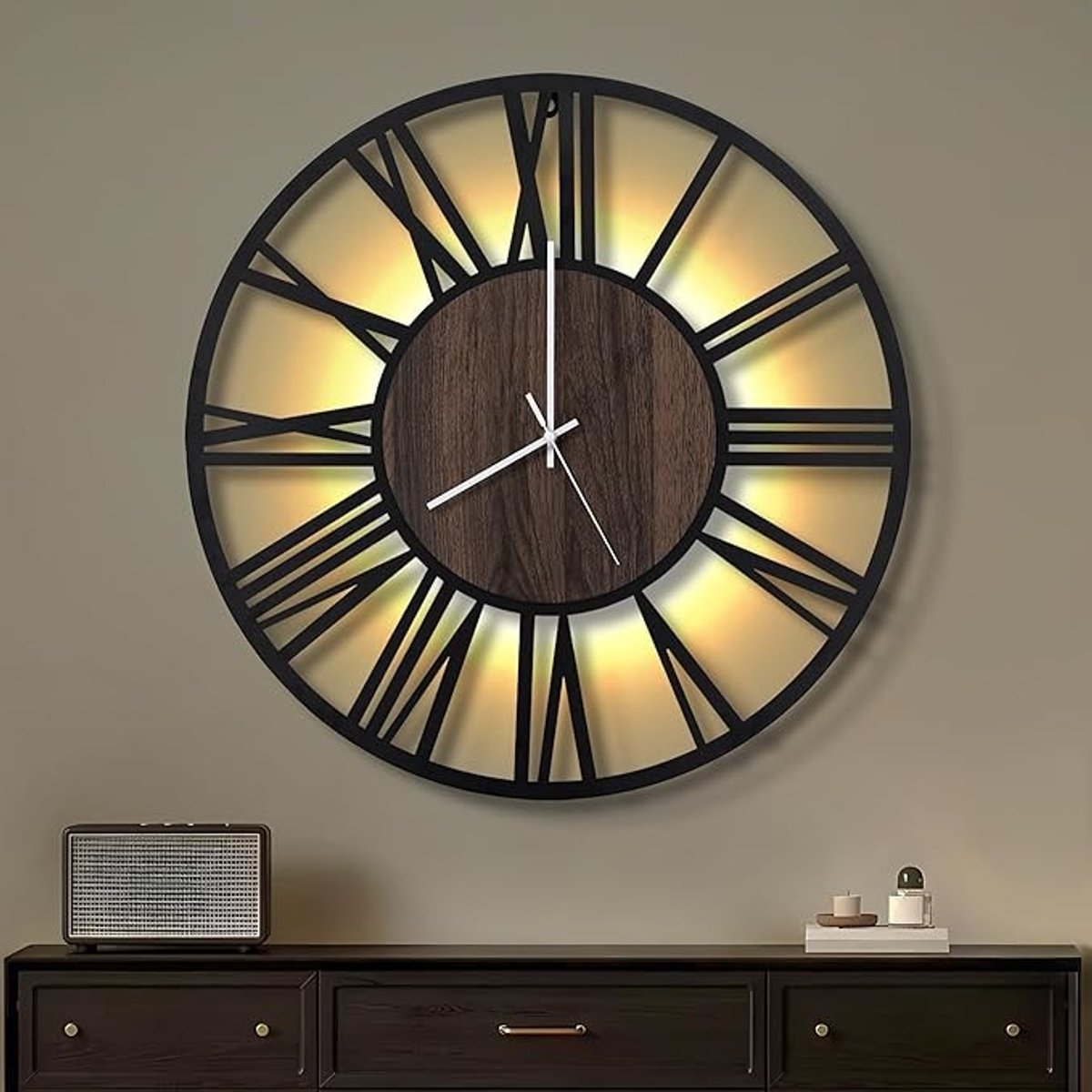 Grote Wandklok 50 cm, Stil en Stijlvol voor Woonkamer