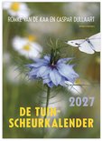 De Tuinscheurkalender 2027 met een blauwe bloem en vlinder