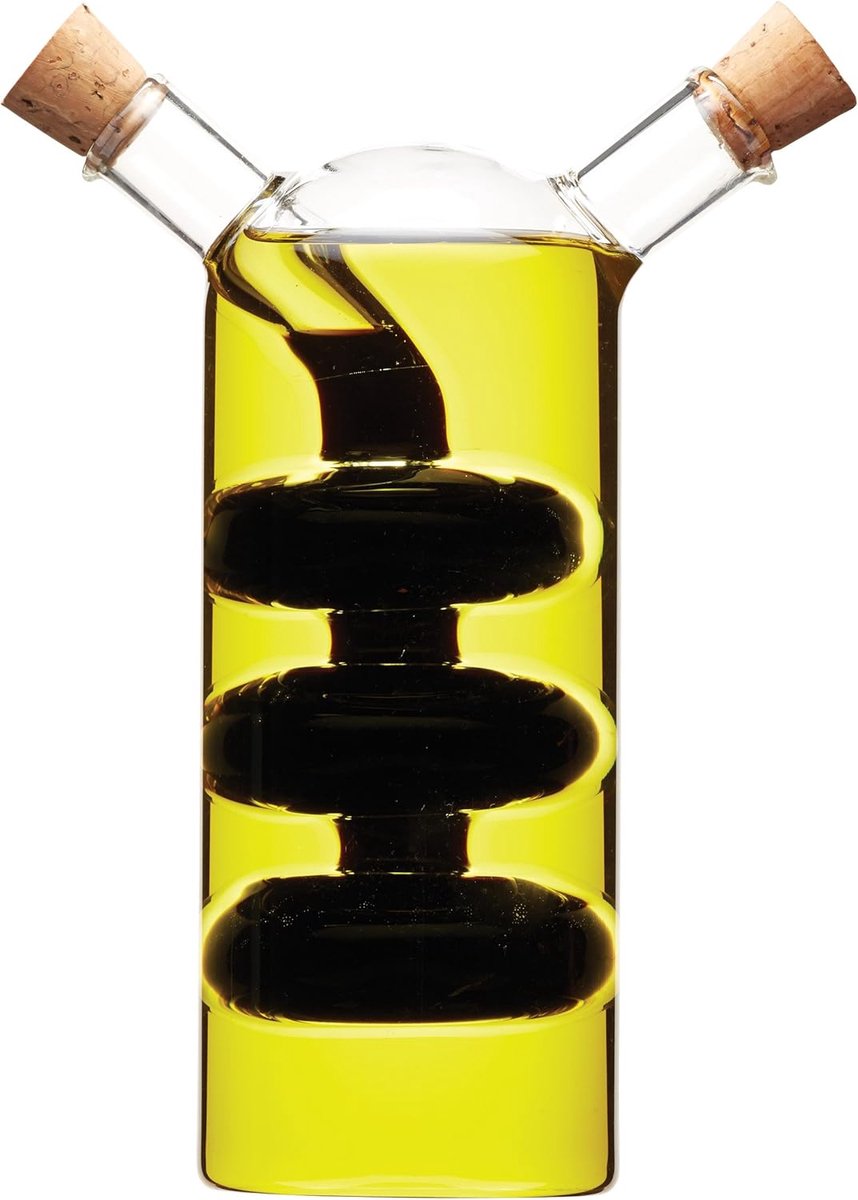 2 in 1 Oliefles en Azijnfles, Olie- en Azijn Dispenser, 300 en 100 milliliter - Glas