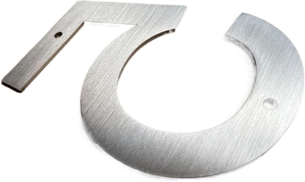Huisnummer - Adresbord Metaal - Huis Identificatie - Drijvend Design - 127mm Hoog - Zilver
