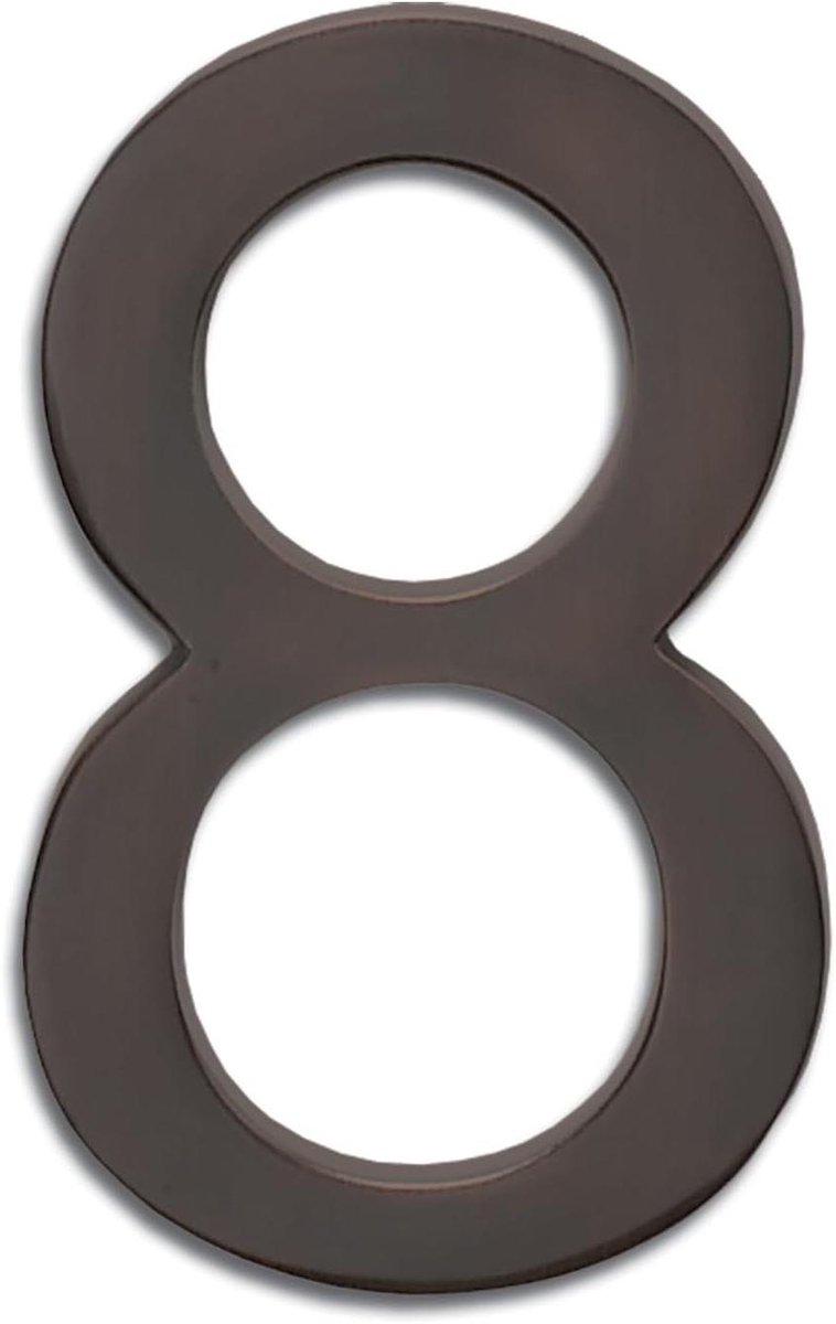Huisnummer 8 - Drijvend nummer - Entree markeren - Massief gegoten messing - 5 Inch - Donker verouderd koper
