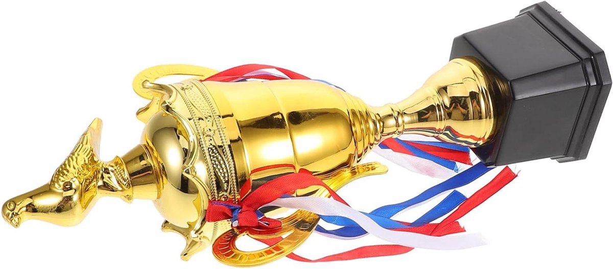 Voetbal Trofee - Kampioensprijs Onderscheiding - Sportevenementen Prijsuitreiking - Uniek Kroonkurkontwerp - 35.5 x 18 x 10 cm - Goud