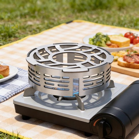 Draagbaar Windscherm - Kampeer Windbescherming - Buiten Koken - Roestvrij Staal - Groot Formaat - Zilverkleurig van Draagbaar — afbeelding 5