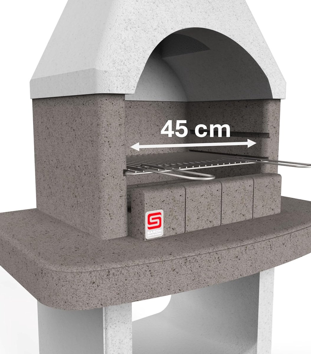 Premium Verona Metselwerk BBQ Buitenkeuken met 45 cm Grillrooster & 88 cm Werkblad – Houtskool Tuinbarbecue voor 6–8 Personen – 60 x 88 x 180 cm