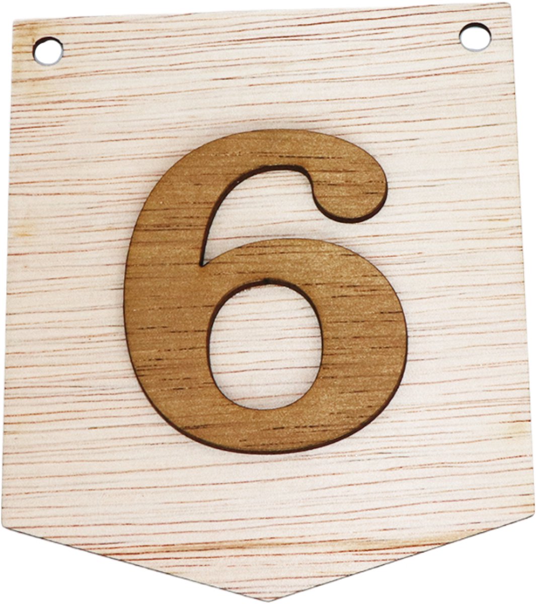 3D Houten Cijfer 6 – Gepersonaliseerde Slingers & Vlaggenlijnen Zelf Samenstellen