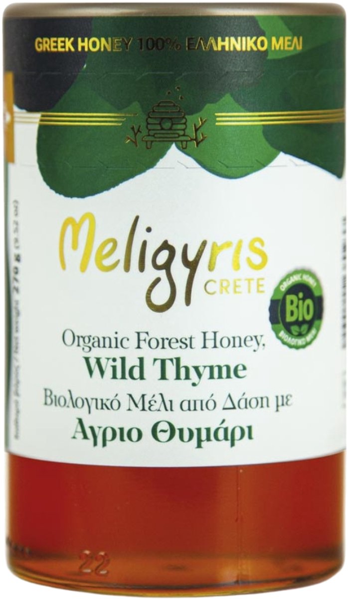 Meligyris Griekse Biologische Honing - Wilde Tijmhoning - Rauwe Honing - Onbewerkt & Puur - 270g