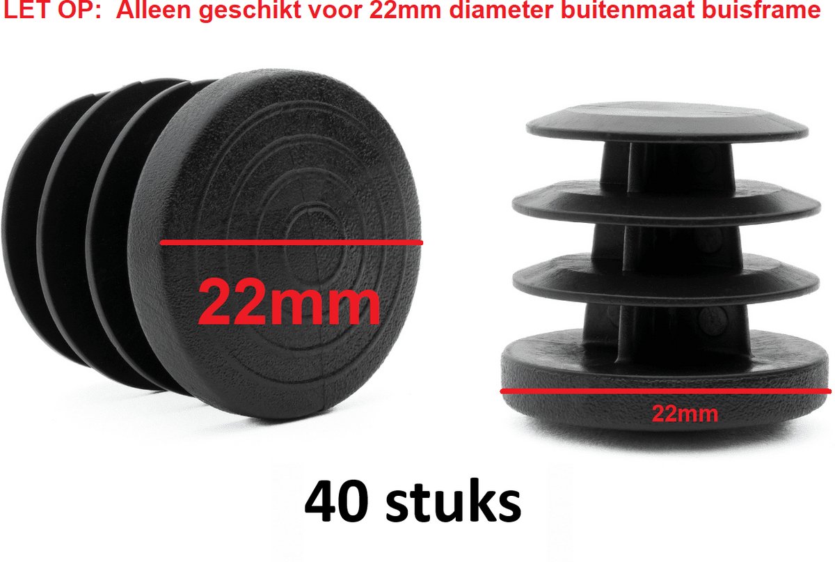 Insteekdop 40 stuks rond zwart 22mm kunststof pootdop insteekdoppen pootdoppen stoelpootdop stoelpootdoppen