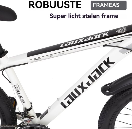 Mountainbike -26 inch - Hardtail mountainbike - 21 Versnellingen - unisex - Shimano Tourney derailleur - schijfremmen - Met schokabsorberende voorvork - Draagvermogen 120 kg - Geschikt 160 cm en langer - Wit — afbeelding 3
