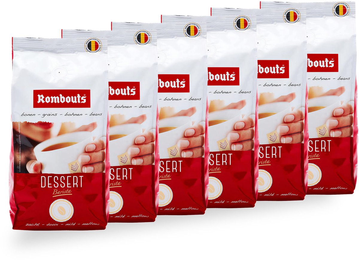Rombouts Dessert Barista Koffiebonen – 6 x 500 gram – 3KG Voordeelverpakking – Zachte Dessert koffie