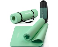 Hanamura Active Yoga Mat - Inclusief draagbare Opbergtas & strap - Fitnessmat van TPE Materiaal - Milieuvriendelijke Fitness Mat - 183x61 - Pilates Mat van 8 mm dik - Mintgroen
