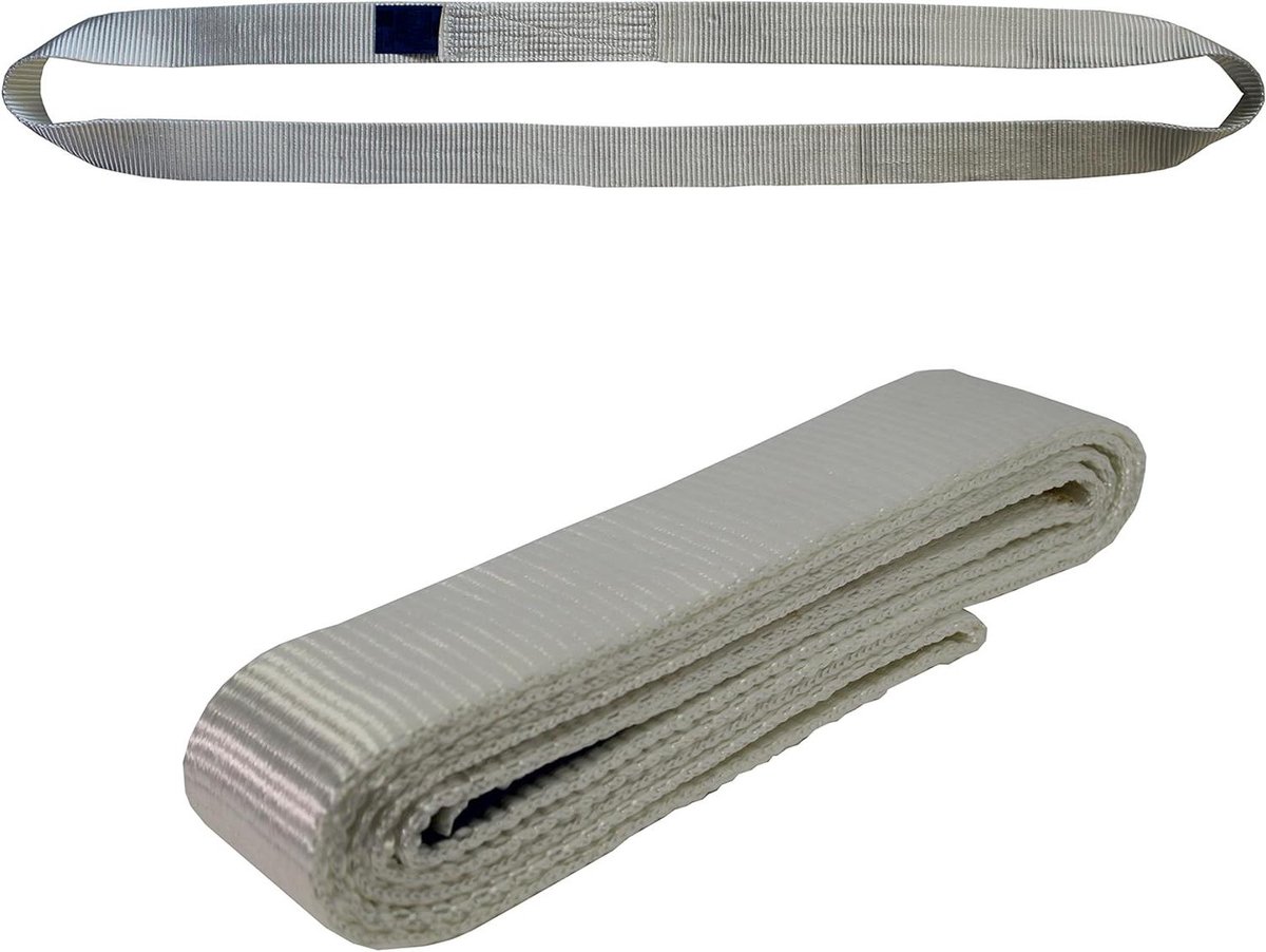 Hijsgordel Rond - Hefband Tilband - Lasten Verplaatsen - Naadloos Geweven - 1.5 Ton 1.25m - Wit