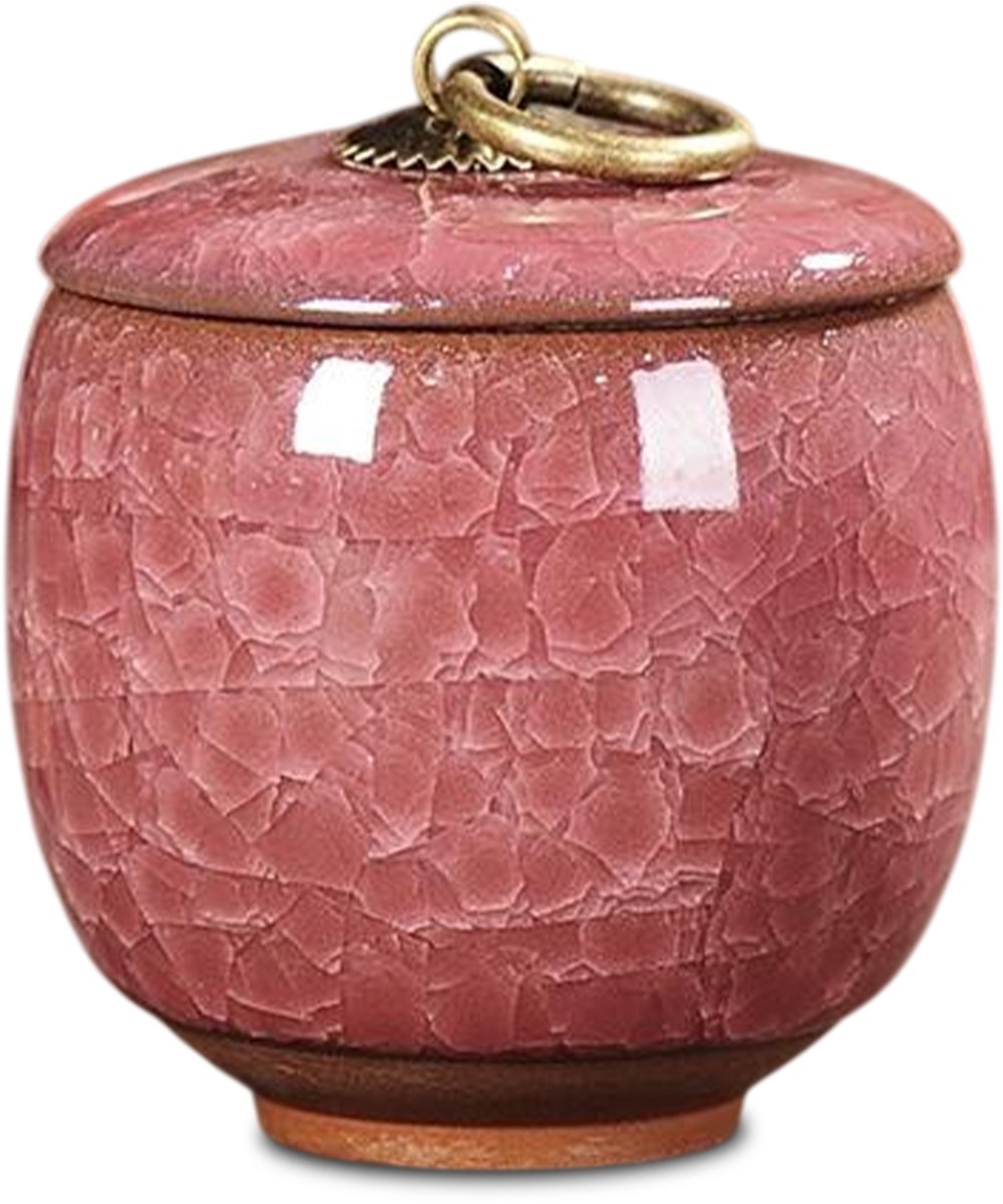 Akerz Mini Urn Oudroze Craquelé – Keramische Mini Urn – 60ml – Handgeschilderd – Inclusief Beschermzakje – Discreet Aandenken