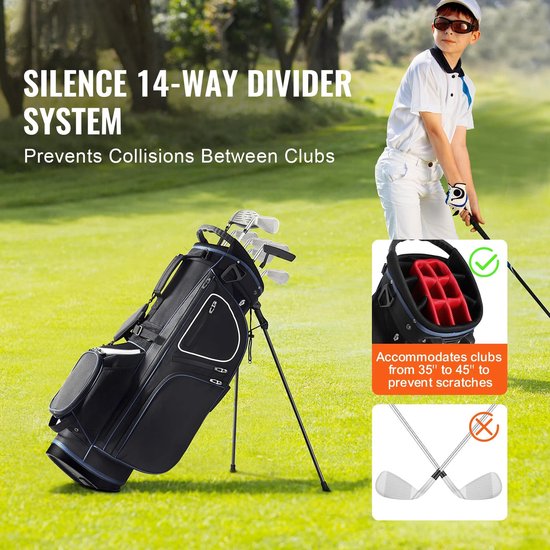 Norvia - Golftas - Golf Accessoires - 14 Vaks Organizer - Waterdicht - 11 Opbergvakken - Inclusief Stofkap - Krasbestendig van norvia — afbeelding 4