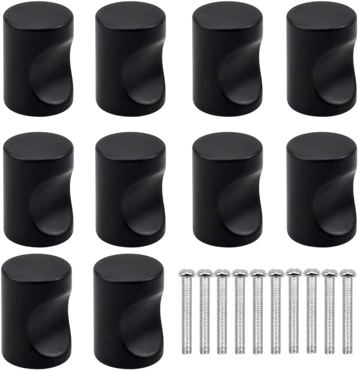 Meubelknoppen - Ladeknoppen Matzwart - 10 Stuks - Aluminium Legering Rond Design - Voor Keuken Kast Slaapkamer - Modern Zwart