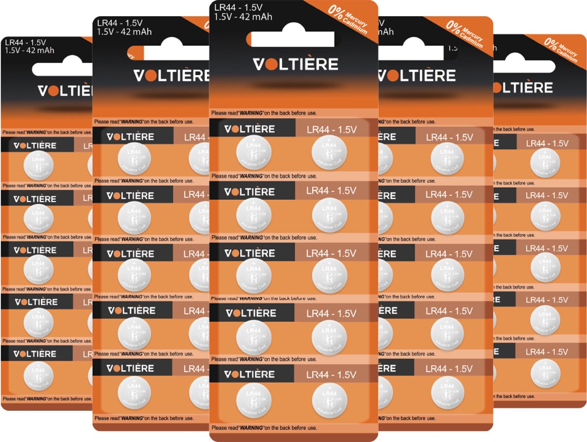Voltière 50-Pack LR44 Batterij - AG13 Knoopcel Batterijen - LR44 Knoopcelbatterij - 50 Stuks