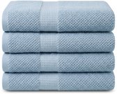 DoubleDry Popcorn Weave Handdoeken 50x90 cm - Set van 4 - 100% Katoen 450 g/m2 - OEKO-TEX Made in Green - Lichtblauw