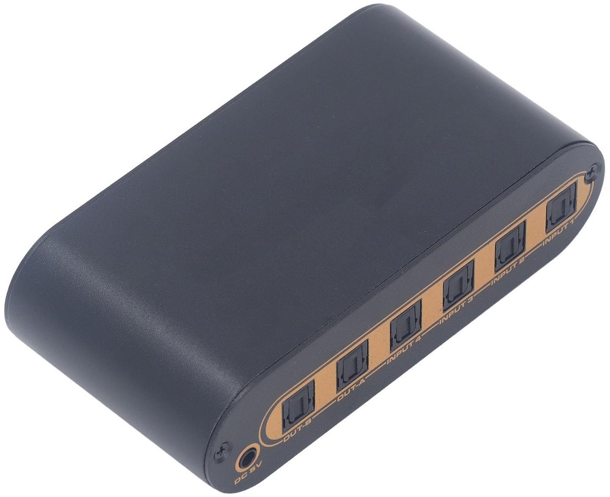 OmGoods - Dailygoody Digitale Optische Geluidsschakelaar - 4x2 Geluidssplitter - Met IR-afstandsbediening - Ondersteunt HD en Dolby TrueHD - Geschik...