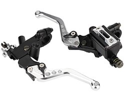 Engine Brake Clutch Master Cylinder Spare Levers 1 Pair 7/8" (22 mm) Universal for Car Accessory(Silver)