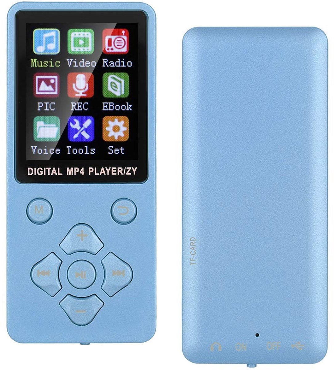 OmGoods - Dailygoody - MP4 MP3 Speler - Draagbare Bluetooth Muziekspeler - Hi-Fi Geluid - Blauw - Met Radio en Opname - Geschikt voor Smartphone en Hoofdtelefoo