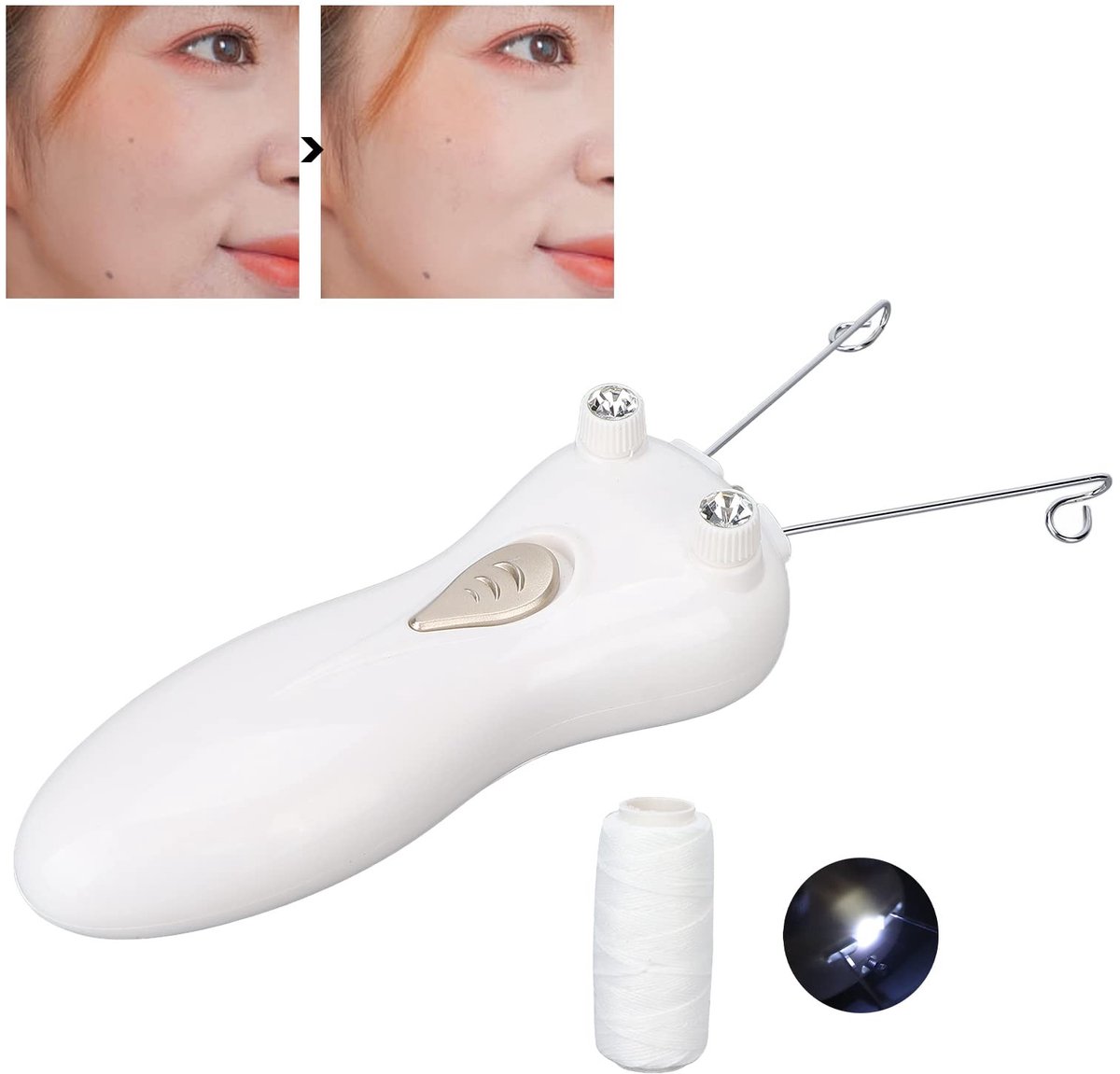 Cotton Threading Epilator - USB Rechargeable Facial Hair Remover for Women - Painless Hair Removal Shaver for Face Chin Upper Lip Arms