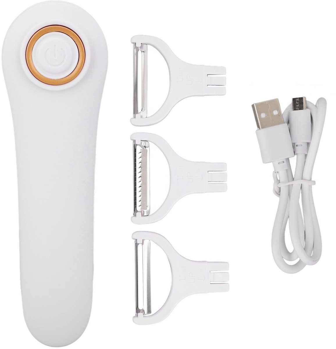 OmGoods - Dailygoody - Elektrisch Schilmesje - Multifunctioneel - Handheld Peeler - USB Oplaadbaar - Voor Aardappels en Groenten - Met 3 Snijbladen