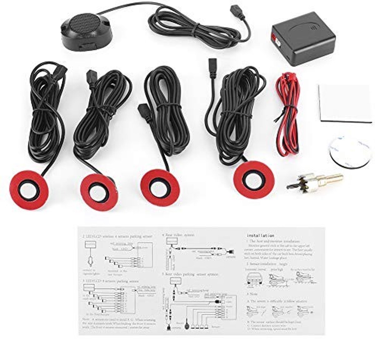Reverse Kit Parkeersensoren - Achteruitrijsensor - Spraakalarm - Wit - Ultrasoon Kit - Eenvoudige installatie - Ideaal voor parkeren