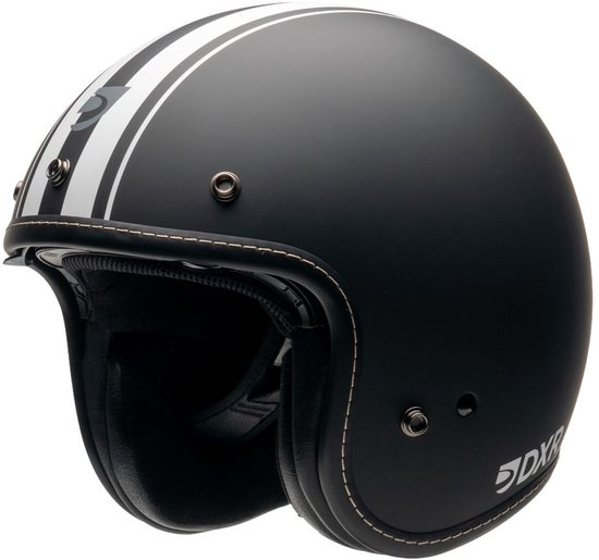 MOTOBLOUZ ELEMENT STRIPE Casque Scooter - Casque Moto - Casque Jet pour Vespa, Scooter, Moto Cyclomoteur & Cyclomoteur - Noir - XL