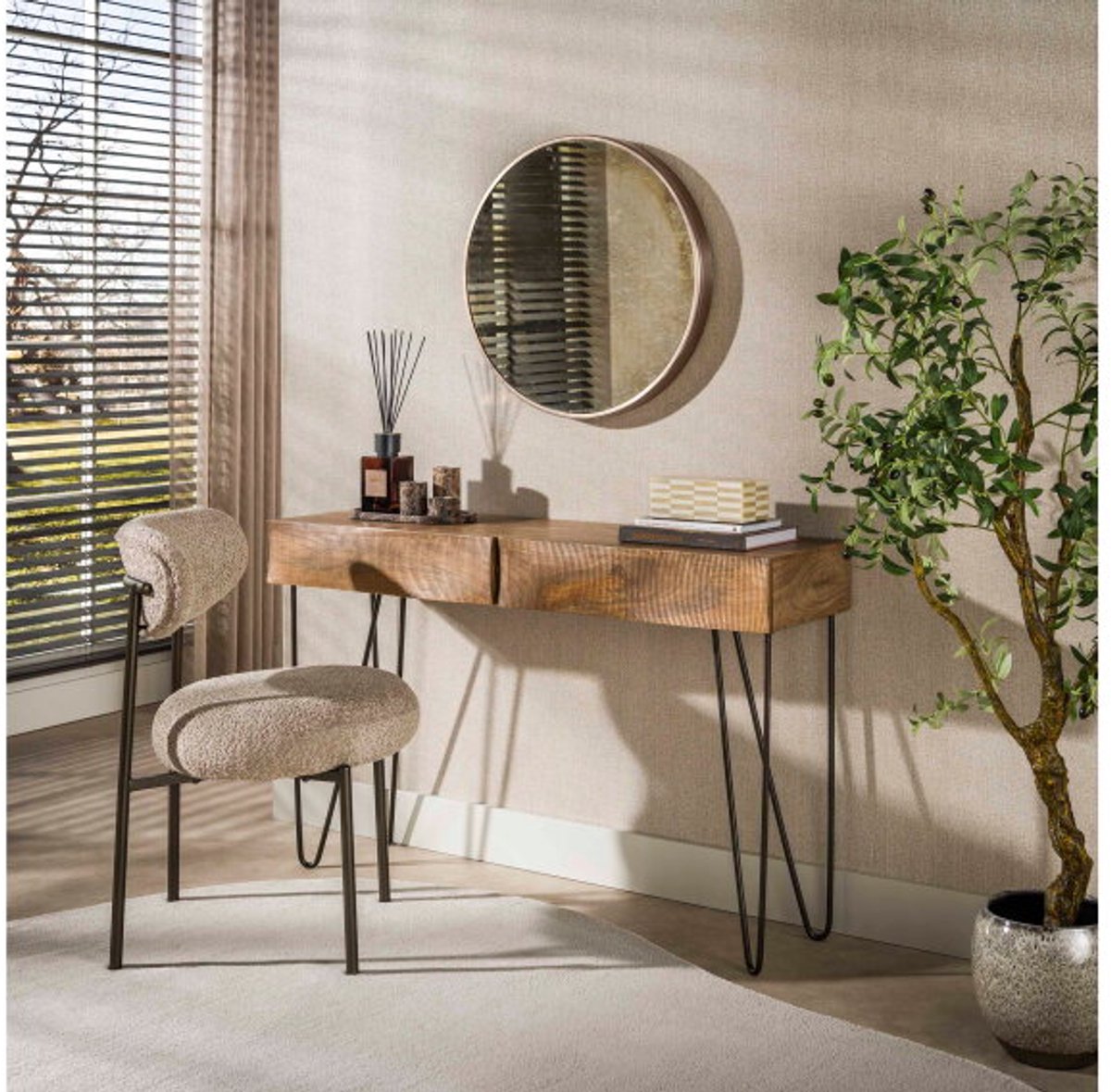 Hal-/kaptafel Ocean - Massief mango zand