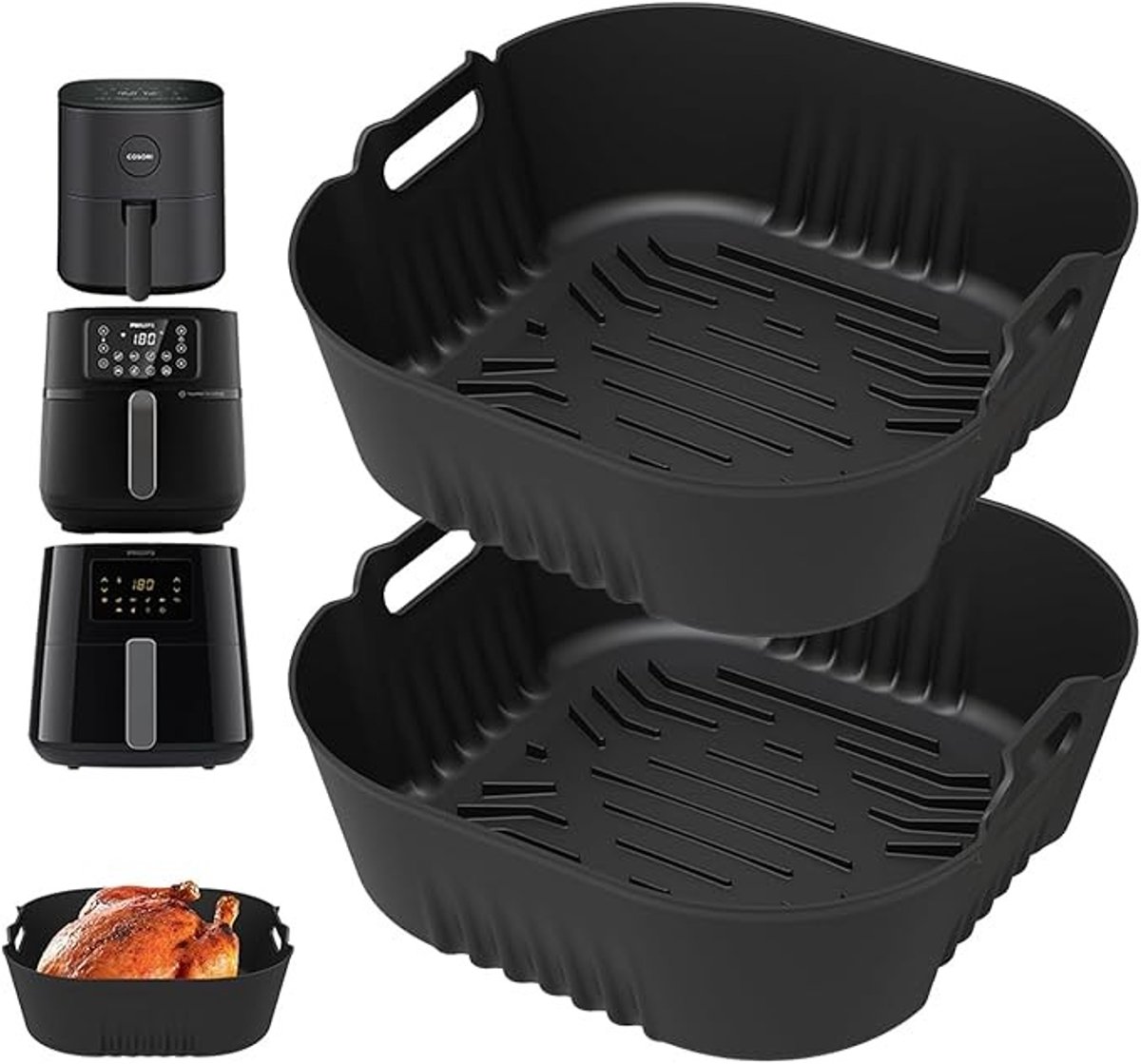Siliconen bakvorm voor heteluchtfriteuse - 2 stuks - geschikt voor Philips Airfryer XL