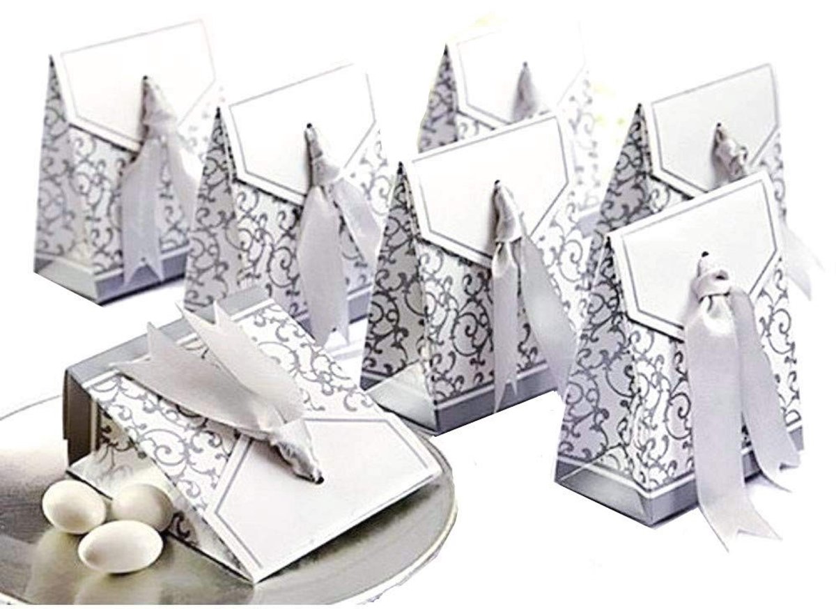 Solidchoice - Dailygoody - Zilveren Papieren Snoepdoosjes - Geschenken - Duurzaam Karton - Klein - Feestdecoratie - Perfect voor Bruiloft en Verjaardag - 50 Stuks