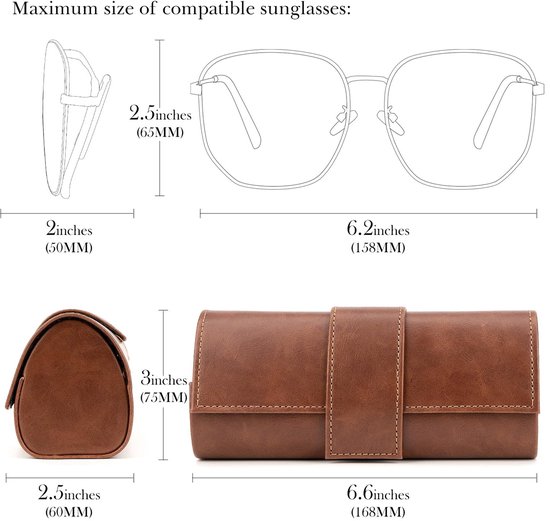 Allecto - Extra grote zonnebrillenhoes - Harde opbergorganizer - XXL - Bruin - Compatibel met Ray-Ban - Ideaal voor zonnebrillen - Uniseks van Merkloos — afbeelding 2