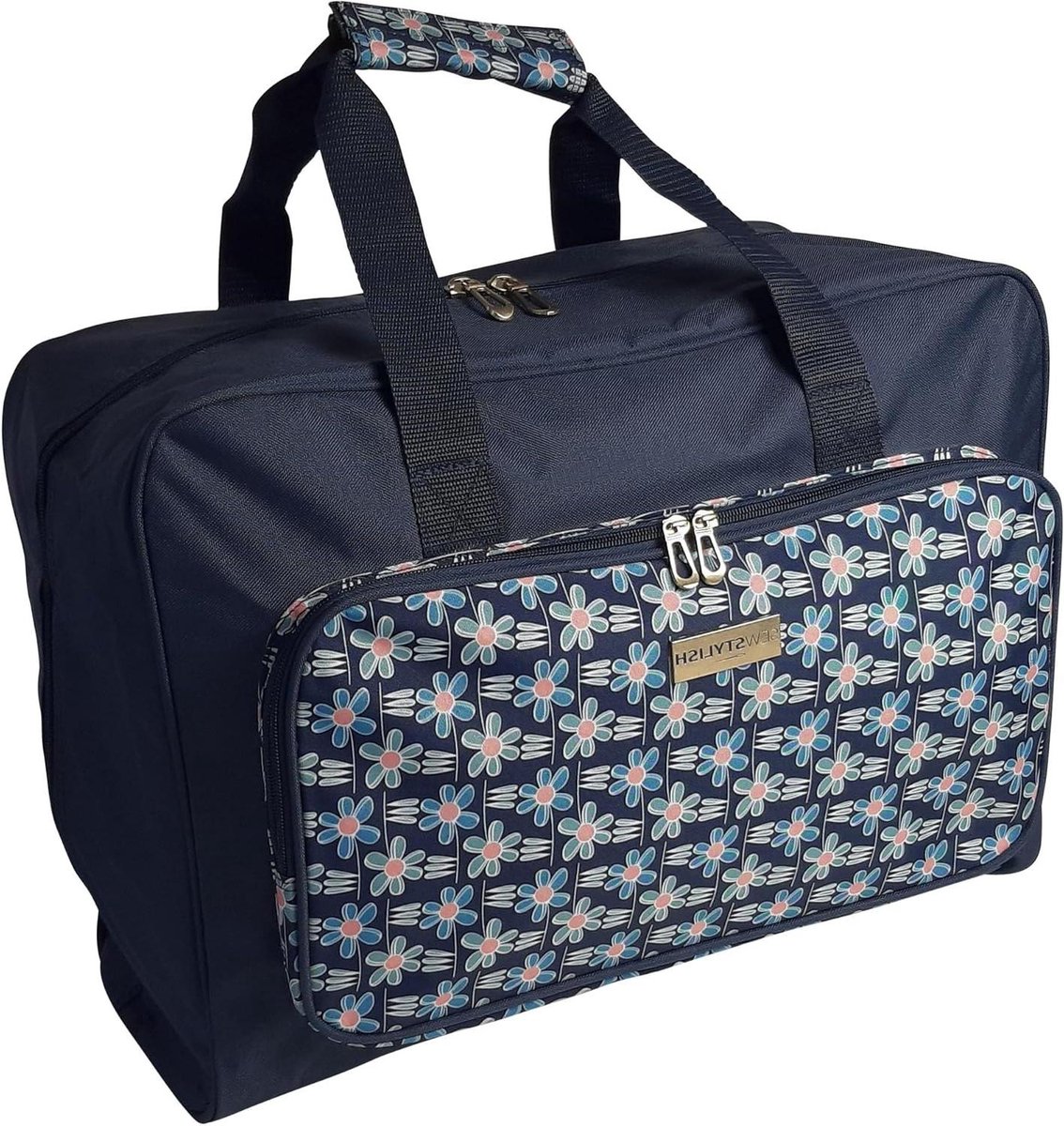 Naaimachine Tas - Opbergtas - Naailes Vervoer - Extra Voorvak - 46 x 33 cm - Blauw Gebloemd