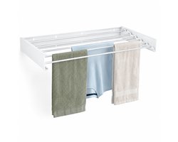 Home&Garden Wanddroogrek Inklapbaar 100 cm Wit - 6 Meter Drooglengte - Wasrek Hangend - Wandmontage voor Binnen en Buiten