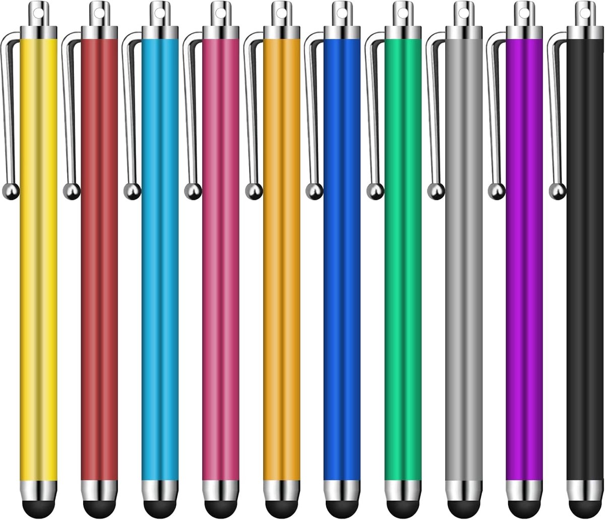 Sander Shop 10 stuks Meerdere kleuren universele capacitieve touchscreen pennen voor iPad, tablets, pad Mini, iPad Pro, iPad Air, Samsung Galaxy met ultragevoelig, precisie schrijven en tekenen Willekeurige kleur