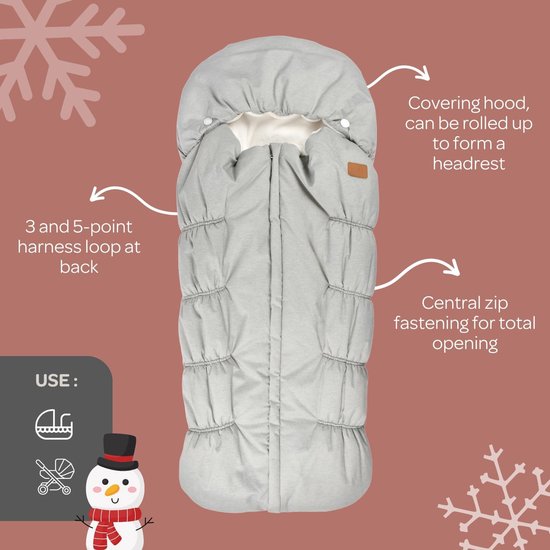Voetenzak Kinderwagen - Baby deken - Warm Blijven - Dubbele Fleece - 100 cm - Grijs — afbeelding 2