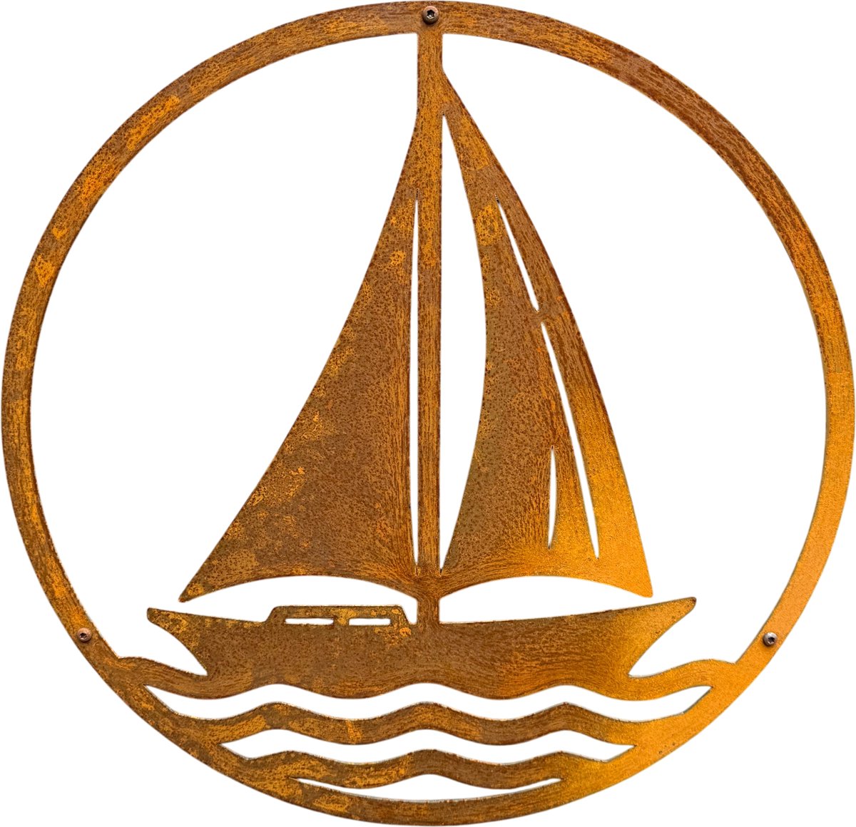 Wanddecoratie SAIL - CORTENSTAAL - Buiten - Zeilboot - Rust - diameter: 45cm