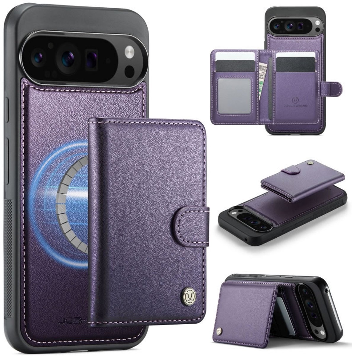 Luxe 2-in-1 Backcover + Magnetische/Afneembare Kaarthouder voor Pixel 10 Pro XL _ Paars