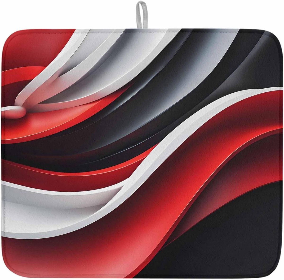 Afwasdroogmat - Keukenmat - Werkblad Beschermen - Zeer Absorberend - 41 x 46 cm - Rood-zwart-wit