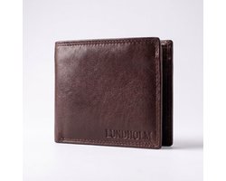 Lundholm leren portemonnee heren zeer soepel nappa leer - billfold model bruin met RFID anti-skim bescherming | cadeautje voor hem vaderdag cadeau voor papa | mannen cadeautjes