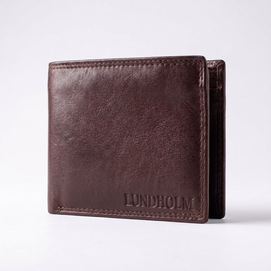 Lundholm leren portemonnee heren zeer soepel nappa leer - billfold model bruin met RFID anti-skim bescherming | cadeautje voor hem vaderdag cadeau voor papa | mannen cadeautjes