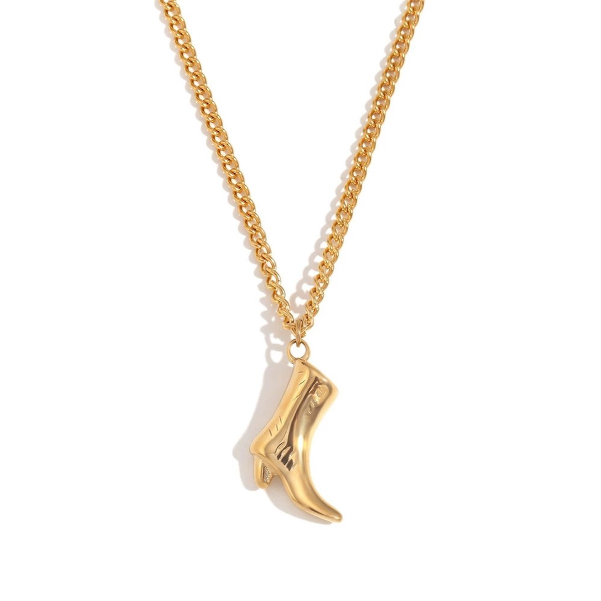 Cristaé Cowboy Boot Ketting Dames – 18K Verguld RVS Halsketting – Waterproof Stainless Steel Sieraden – Gouden Cowboy Laars Hanger